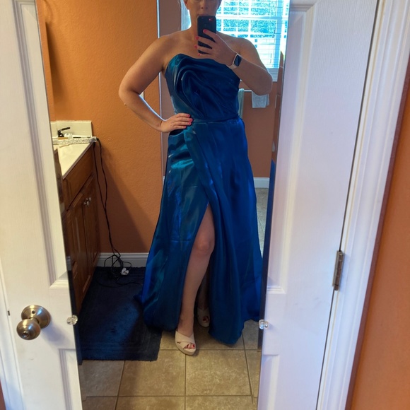 Ocean blue/teal Terani Couture gown - Picture 3 of 6